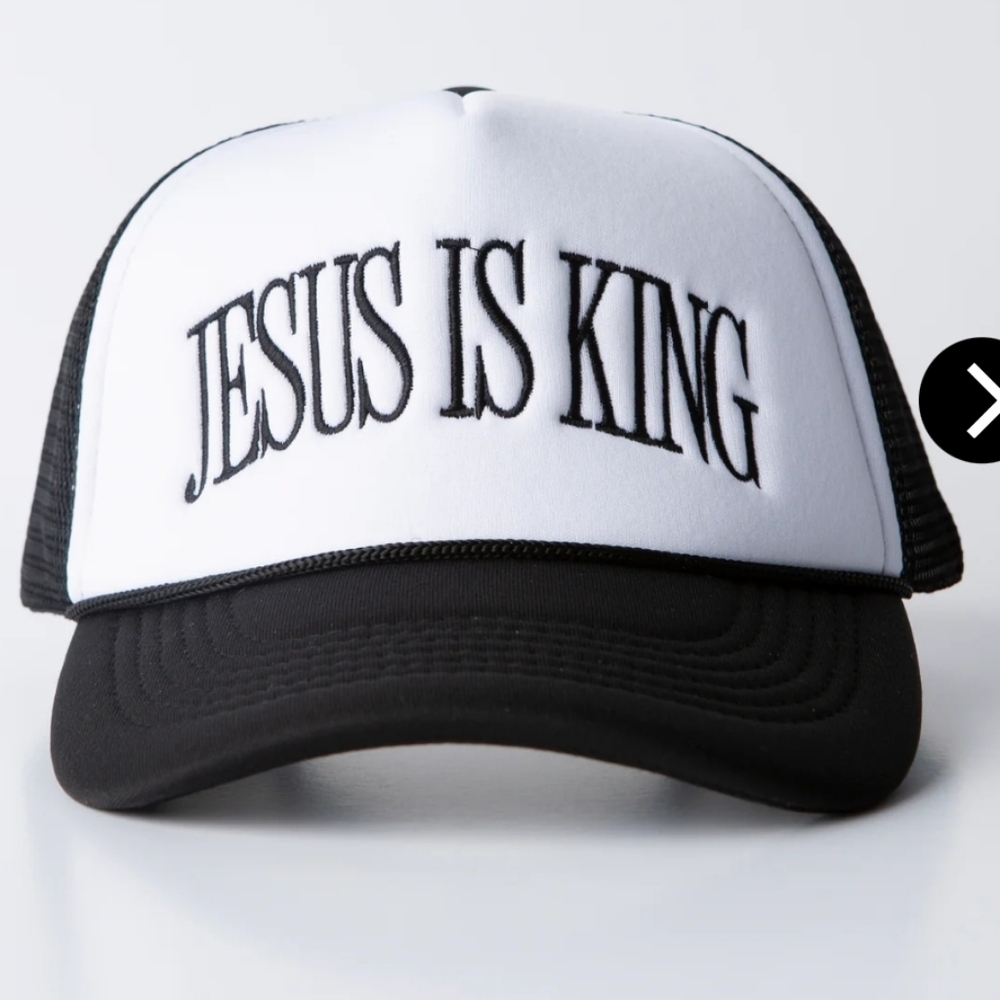 GLO Jesus Is King Trucker Hat In Black & White. New In Original Packaging.